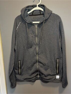 Peter Millar Charcoal Gray Lightweight Full-Zip Hooded Jacket